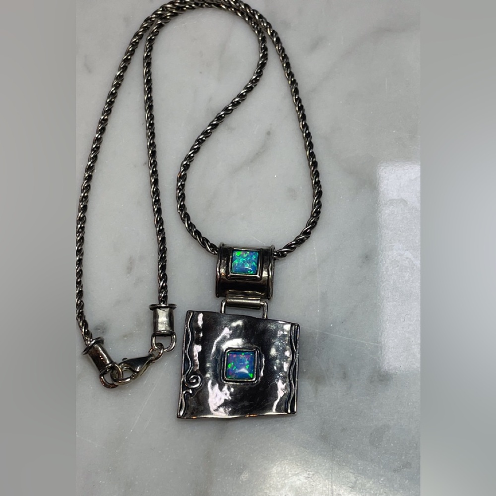 Rare Silpada faux blue opal pendant N0951 2004-2005 catalog - Picture 2 of 6